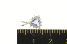 Load image into Gallery viewer, 14K Trillion Tanzanite Diamond Halo Statement Pendant White Gold