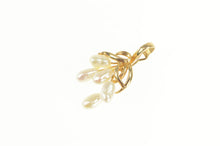 Load image into Gallery viewer, 14K Abstract Leaf Pearl Fruit Cluster Statement Pendant Yellow Gold