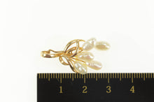 Load image into Gallery viewer, 14K Abstract Leaf Pearl Fruit Cluster Statement Pendant Yellow Gold