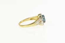 Load image into Gallery viewer, 14K Oval Blue Topaz Diamond Halo Engagement Ring Yellow Gold