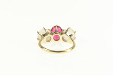 Load image into Gallery viewer, 14K Victorian Oval Syn. Ruby Moonstone Gothic Ring Yellow Gold
