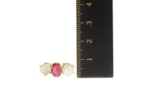 Load image into Gallery viewer, 14K Victorian Oval Syn. Ruby Moonstone Gothic Ring Yellow Gold