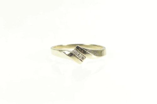 10K Three Stone Diamond Bypass Band Ring White Gold