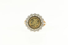 Load image into Gallery viewer, 10K Chinese Panda Tribute Coin Diamond Statement Ring Yellow Gold