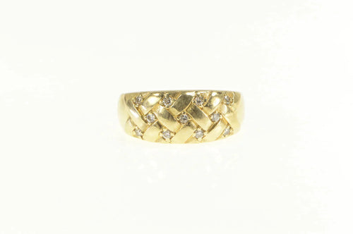 14K 0.22 Ctw Diamond Woven Braid Statement Band Ring Yellow Gold