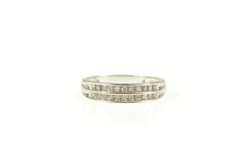 10K Tiered Diamond Channel Classic Wedding Band Ring White Gold