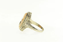 Load image into Gallery viewer, 14K Art Deco Filigree Cameo Diamond Necklace Lady Ring White Gold