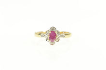 Load image into Gallery viewer, 14K Natural Ruby Diamond Halo Engagement Ring Yellow Gold