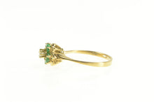 Load image into Gallery viewer, 14K Diamond Emerald Halo Flower Engagement Ring Yellow Gold