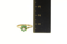 Load image into Gallery viewer, 14K Diamond Emerald Halo Flower Engagement Ring Yellow Gold