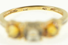 Load image into Gallery viewer, 10K Smoky Quartz Diamond Cushion Three Stone Ring Yellow Gold