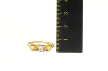 Load image into Gallery viewer, 10K Smoky Quartz Diamond Cushion Three Stone Ring Yellow Gold