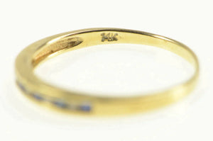14K Sapphire Diamond Classic Wedding Band Ring Yellow Gold