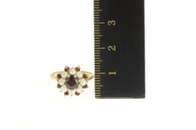 Load image into Gallery viewer, 10K Retro Garnet Seed Pearl Halo Cocktail Ring Yellow Gold