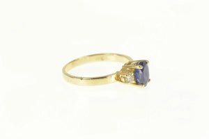 14K 1.65 Ctw Oval Sapphire Diamond Engagement Ring Yellow Gold