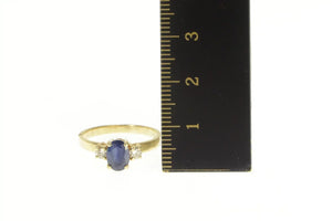 14K 1.65 Ctw Oval Sapphire Diamond Engagement Ring Yellow Gold