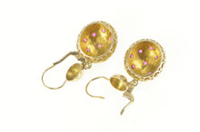 Load image into Gallery viewer, 14K 1960&#39;s Domed Sputnik Syn. Ruby Dangle Earrings Yellow Gold