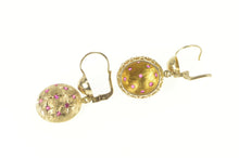 Load image into Gallery viewer, 14K 1960&#39;s Domed Sputnik Syn. Ruby Dangle Earrings Yellow Gold