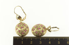 Load image into Gallery viewer, 14K 1960&#39;s Domed Sputnik Syn. Ruby Dangle Earrings Yellow Gold