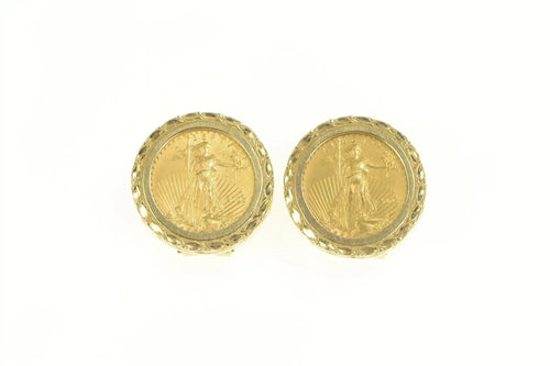 14K 2005 1/10th Oz Half Eagle $5 Gold Coin Earrings Yellow Gold