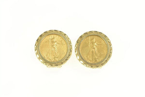 14K 2005 1/10th Oz Half Eagle $5 Gold Coin Earrings Yellow Gold