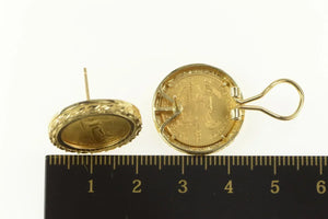 14K 2005 1/10th Oz Half Eagle $5 Gold Coin Earrings Yellow Gold