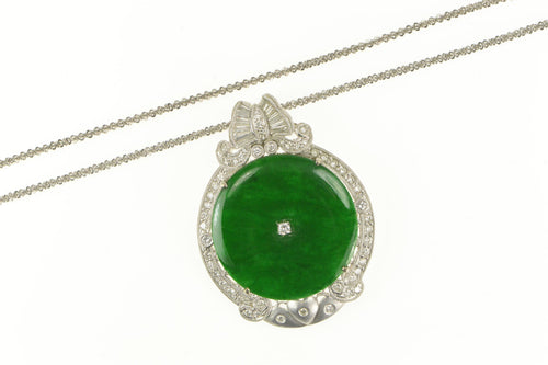 14K Jade 1.25 Ctw Diamond Encrusted Chain Necklace 20