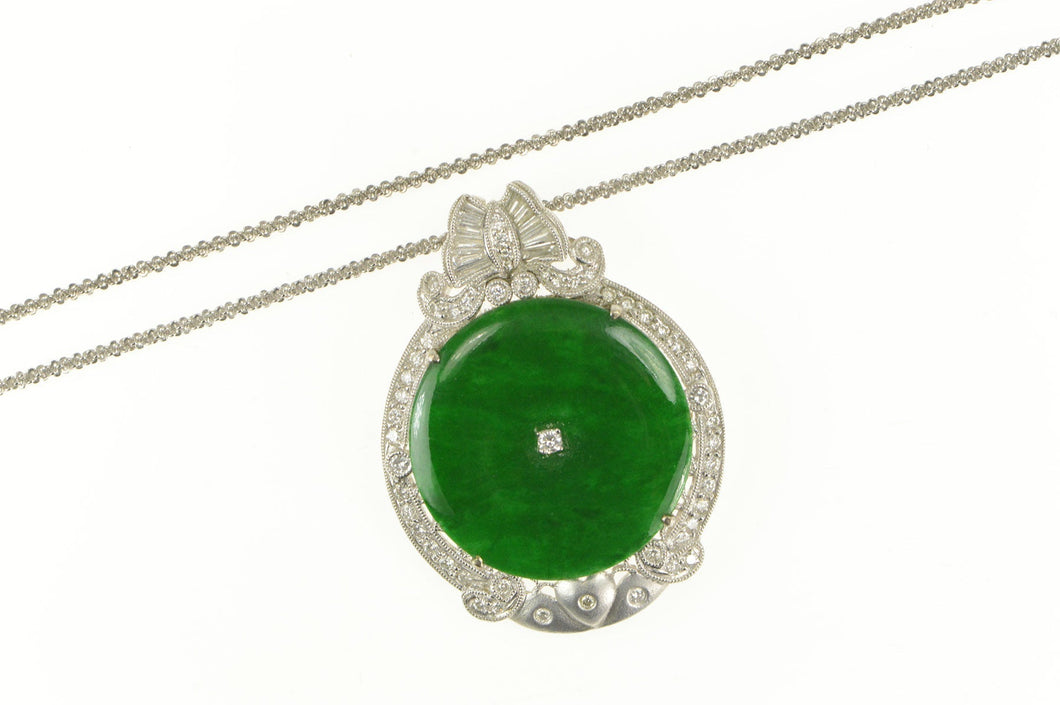 14K Jade 1.25 Ctw Diamond Encrusted Chain Necklace 20