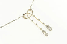 Load image into Gallery viewer, 14K 0.72 Ctw Edwardian Diamond Bow Ribbon Drop Necklace 15&quot; Yellow Gold