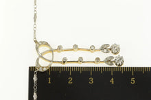 Load image into Gallery viewer, 14K 0.72 Ctw Edwardian Diamond Bow Ribbon Drop Necklace 15&quot; Yellow Gold