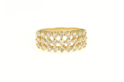 14K 1.00 Ctw Tiered Diamond Row Statement Band Ring Yellow Gold