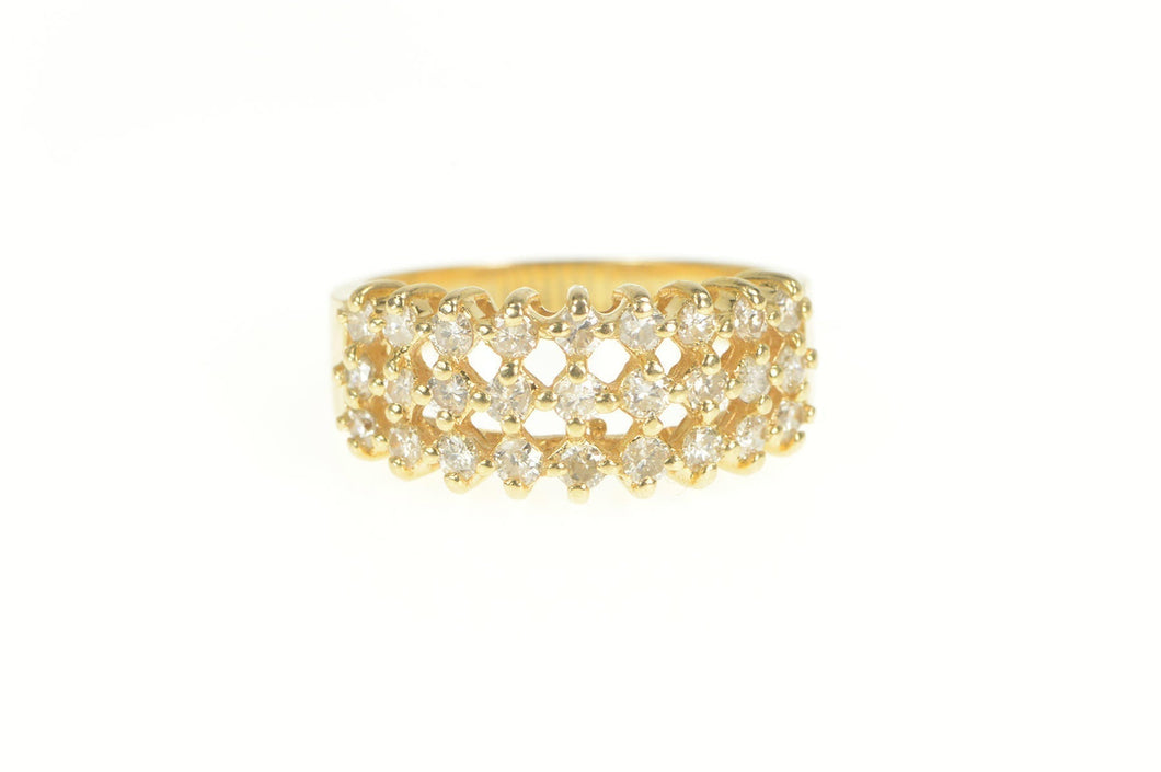 14K 1.00 Ctw Tiered Diamond Row Statement Band Ring Yellow Gold