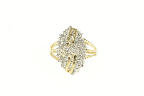 14K 1.00 Ctw Classic Diamond Cluster Statement Ring Yellow Gold