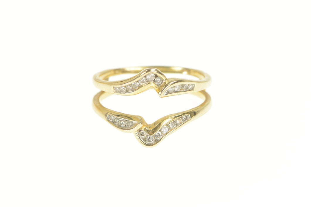 14K 0.44 Ctw Diamond Wrap Guard Wedding Band Ring Yellow Gold
