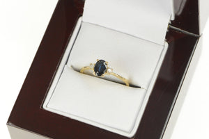 14K 0.57 Ctw Oval Sapphire Diamond Engagement Ring Yellow Gold