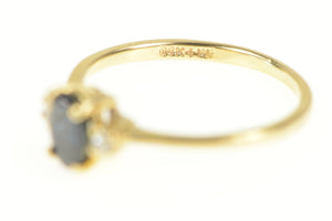 14K 0.57 Ctw Oval Sapphire Diamond Engagement Ring Yellow Gold