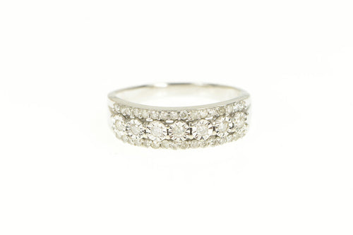 10K 0.50 Ctw Pave Diamond Row Wedding Band Ring White Gold