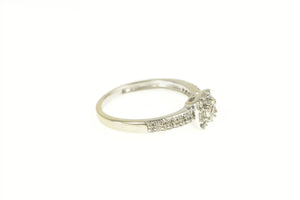 10K Classic Round Diamond Halo Promise Ring White Gold