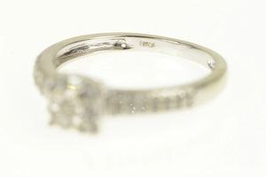10K Classic Round Diamond Halo Promise Ring White Gold