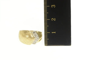 14K 1950's Diamond Graduated Geometric Florentine Ring Yellow Gold