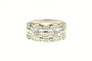 14K 0.50 Ctw Diamond Scalloped Row Tiered Band Ring White Gold