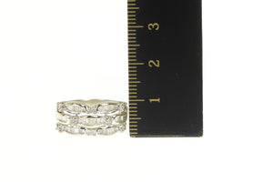 14K 0.50 Ctw Diamond Scalloped Row Tiered Band Ring White Gold