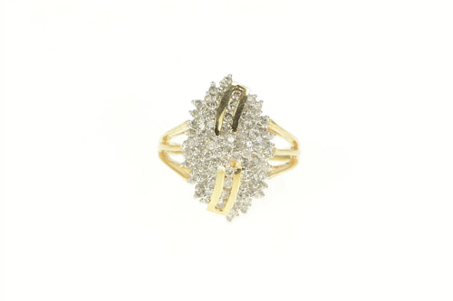 14K 1.00 Ctw Classic Diamond Wavy Cluster Ring Yellow Gold