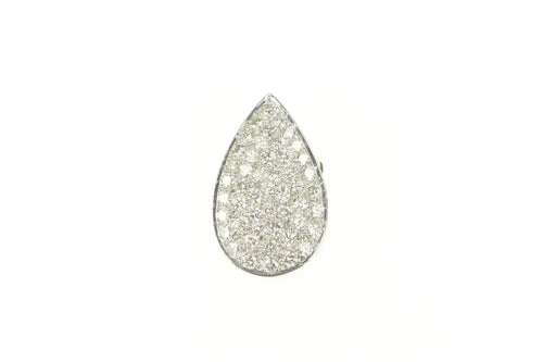 14K 2.00 Ctw VVS Diamond Pave Tear Drop Pear Pendant White Gold