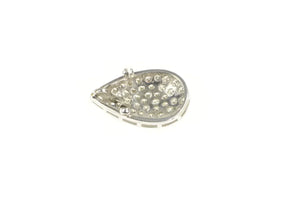 14K 2.00 Ctw VVS Diamond Pave Tear Drop Pear Pendant White Gold