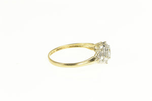 10K Round Floral Halo Travel Engagement Promise Ring Yellow Gold