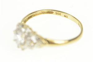 10K Round Floral Halo Travel Engagement Promise Ring Yellow Gold