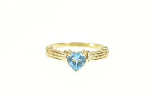 10K Heart Blue Topaz December Birthstone Ring Yellow Gold