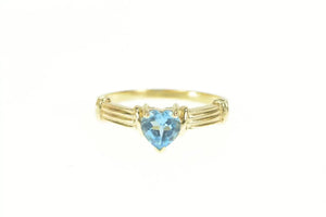 10K Heart Blue Topaz December Birthstone Ring Yellow Gold