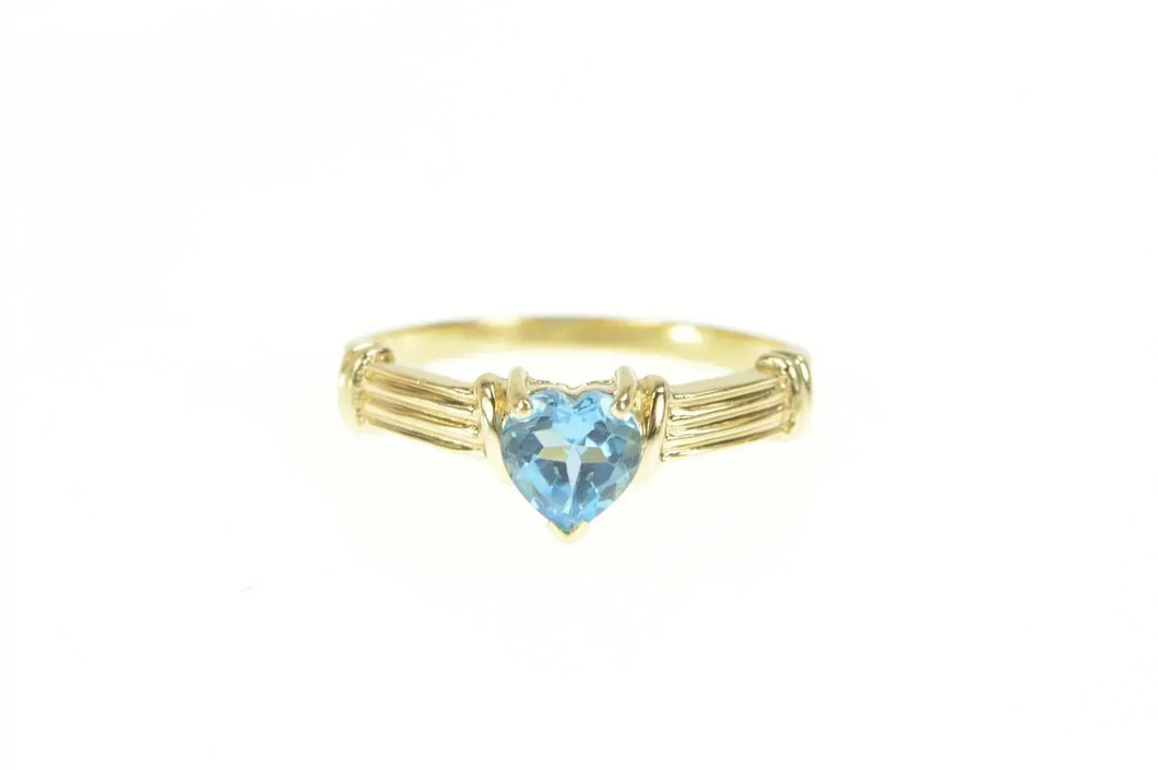10K Heart Blue Topaz December Birthstone Ring Yellow Gold